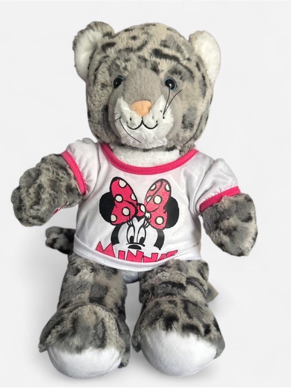 Build-A-Bear Gray Leopard Print Kitty with Pink-Trim Minnie Tee